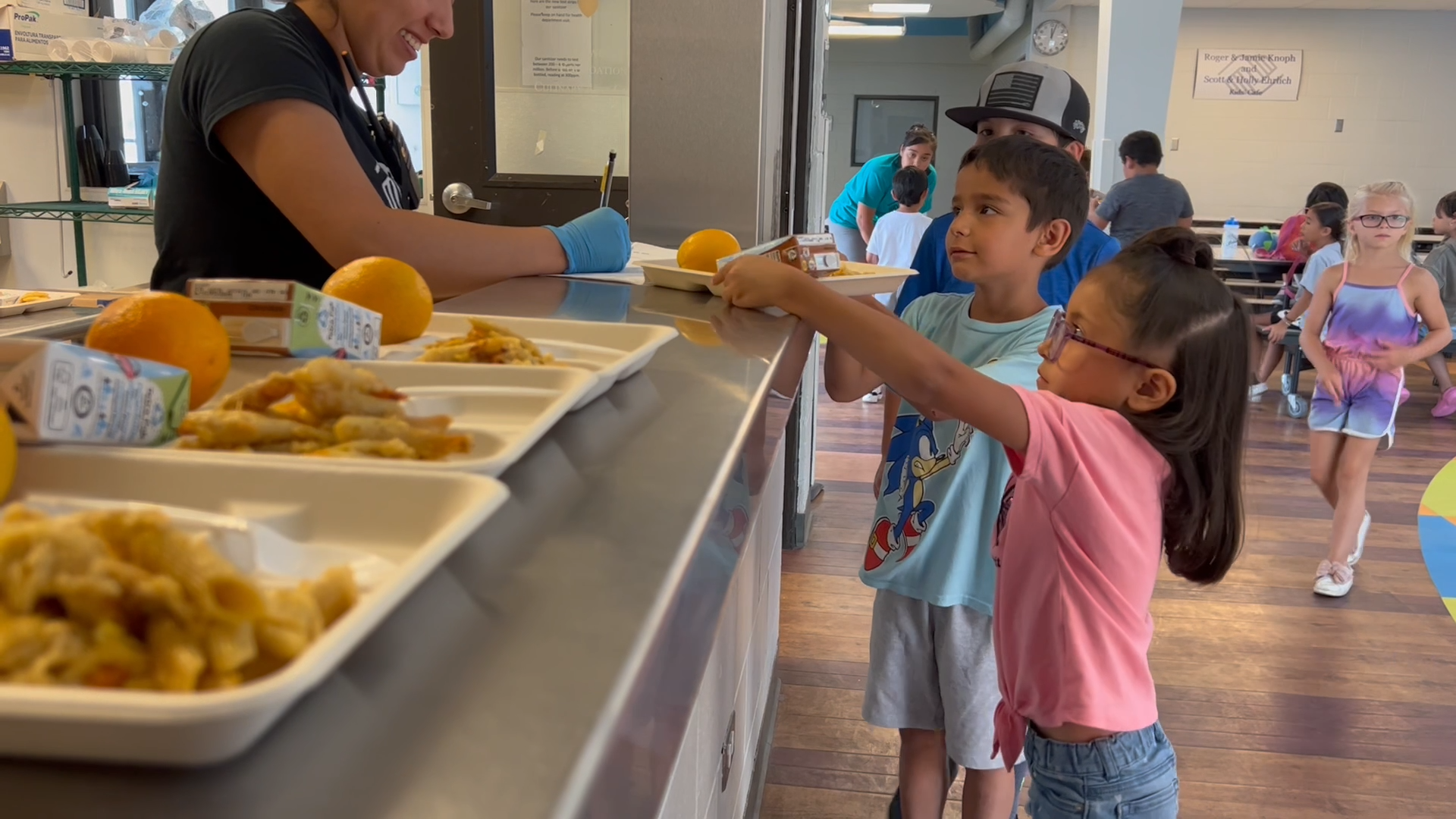 Kid receiving food